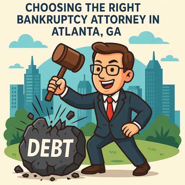 An image of an Atlanta bankruptcy attorney smashing debt for their client.