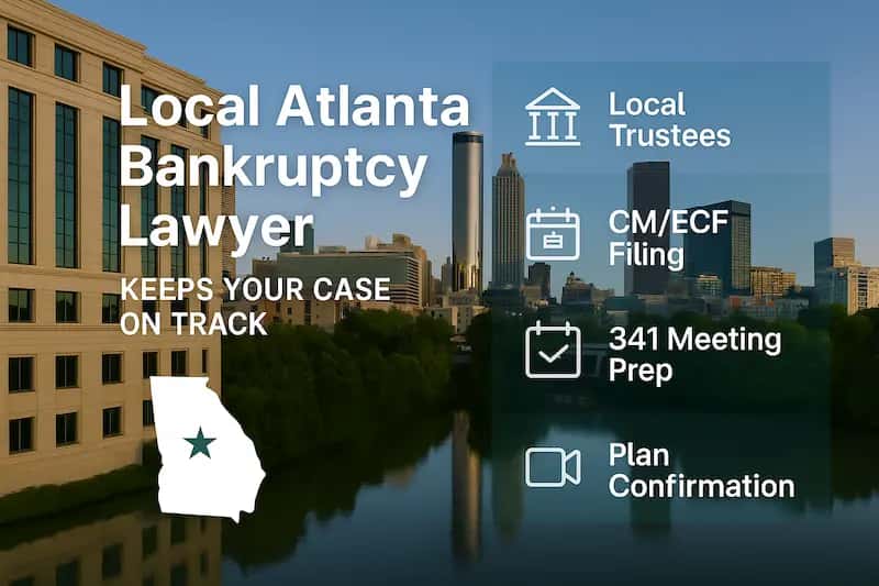 An infographic showing how local Atlanta bankruptcy lawyers keep your case on track.